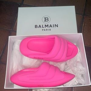 Balmain Paris BIT Quilted Leather Slides